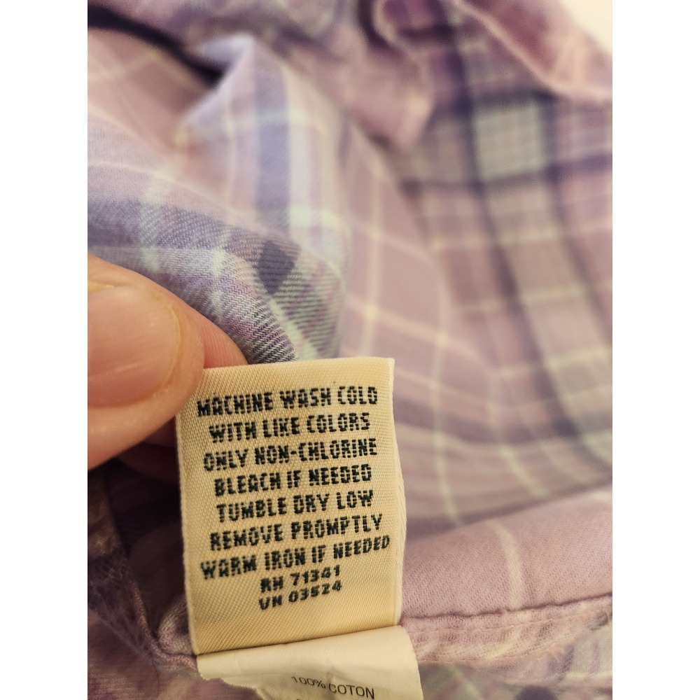 LL Bean Women XL Purple Lavender Plaid Flannel Button Down Shirt Casual Outdoor - Picture 13 of 13